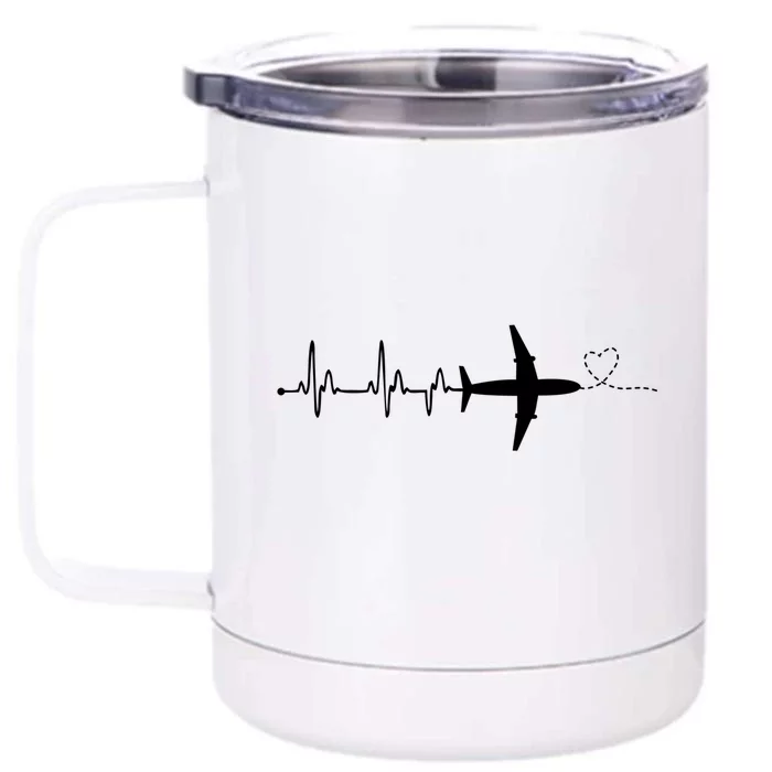 Airplane Pilot Heartbeat Clothing Gift Student Pilot Gift Front & Back 12oz Stainless Steel Tumbler Cup