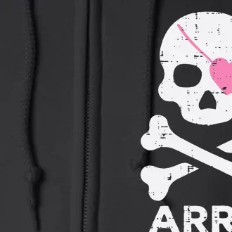 Arrr Pirate Heart Eyepatch Halloween Full Zip Hoodie