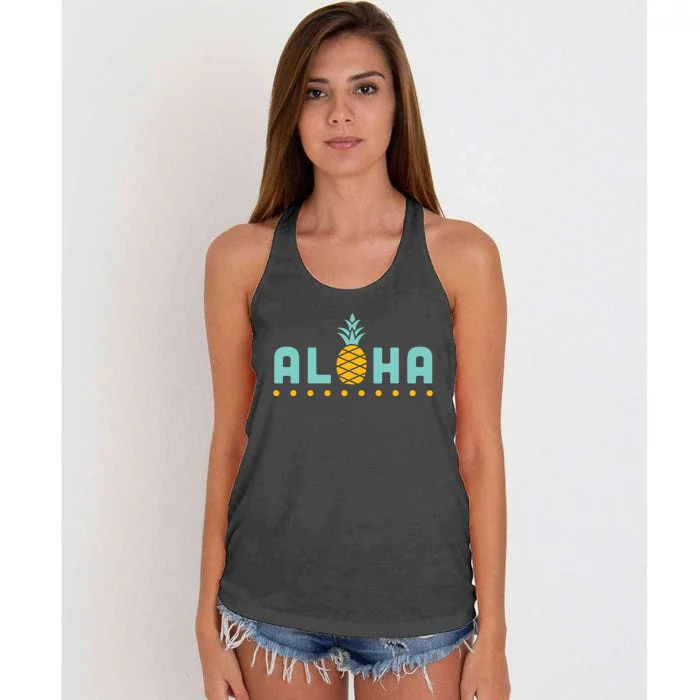 Aloha Pineapple Hawaiian Women's Knotted Racerback Tank