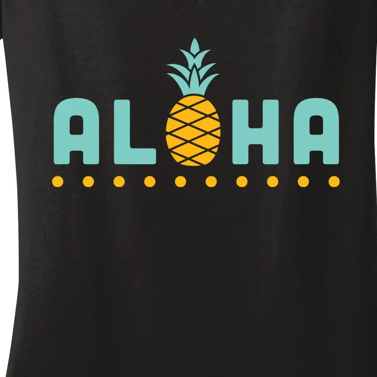 Aloha Pineapple Hawaiian Women's V-Neck T-Shirt