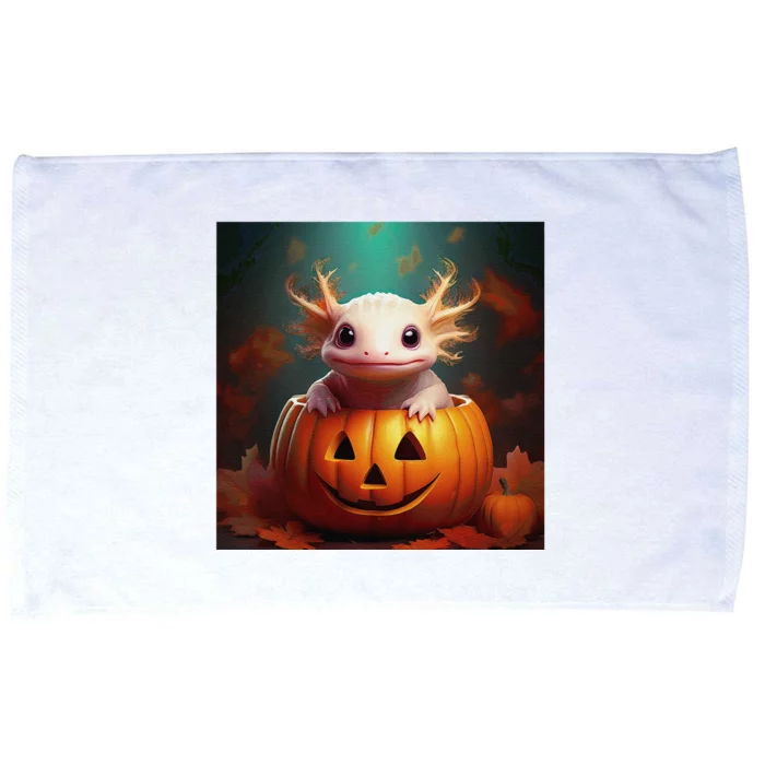 Axolotl Pumpkin – Halloween Thanksgiving Fall Harvest X Microfiber Hand Towel