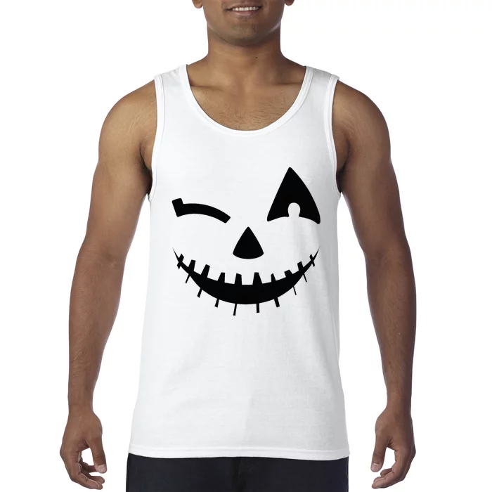 Adult Pumpkin Halloween Jackolantern Costume Tank Top