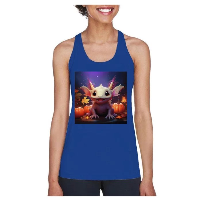 Axolotl Pumpkin – Halloween Thanksgiving Fall Harvest Women's Racerback Tank