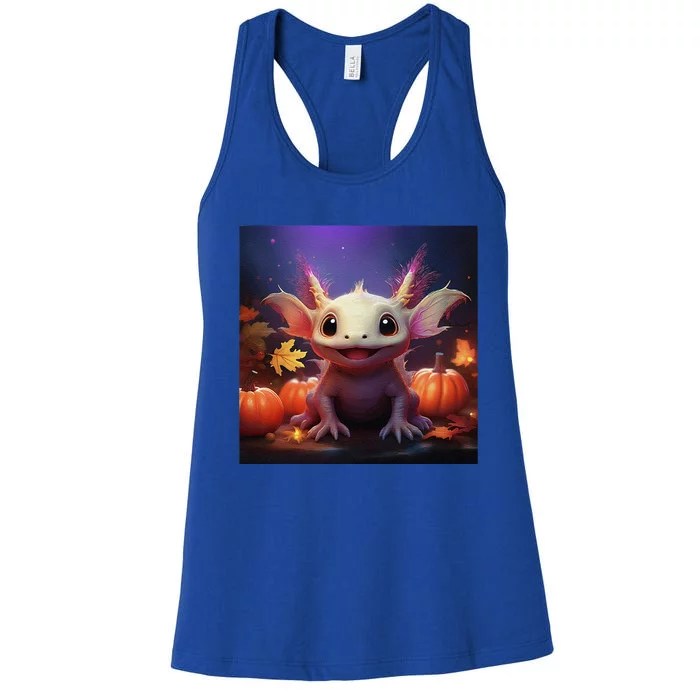 Axolotl Pumpkin – Halloween Thanksgiving Fall Harvest Women's Racerback Tank