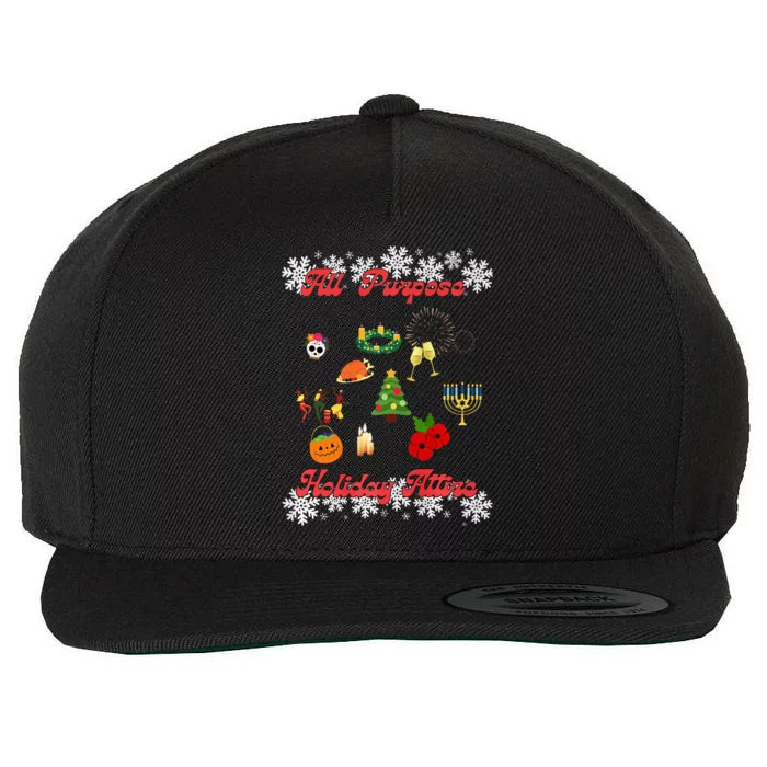 All Purpose Holiday Attire Wool Snapback Cap