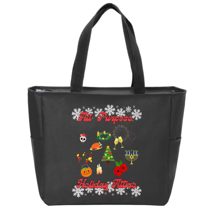 All Purpose Holiday Attire Zip Tote Bag