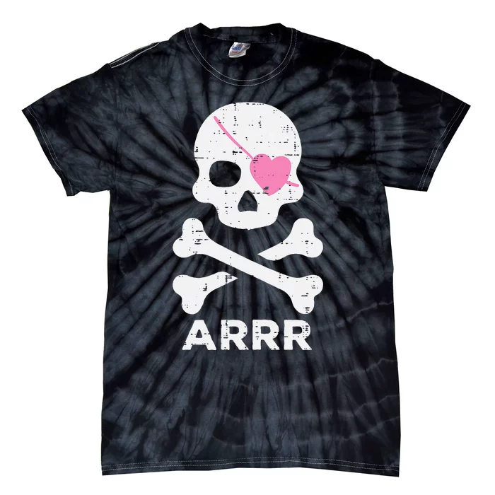 Arrr Pirate Heart Eyepatch Halloween Women Kids Tie-Dye T-Shirt