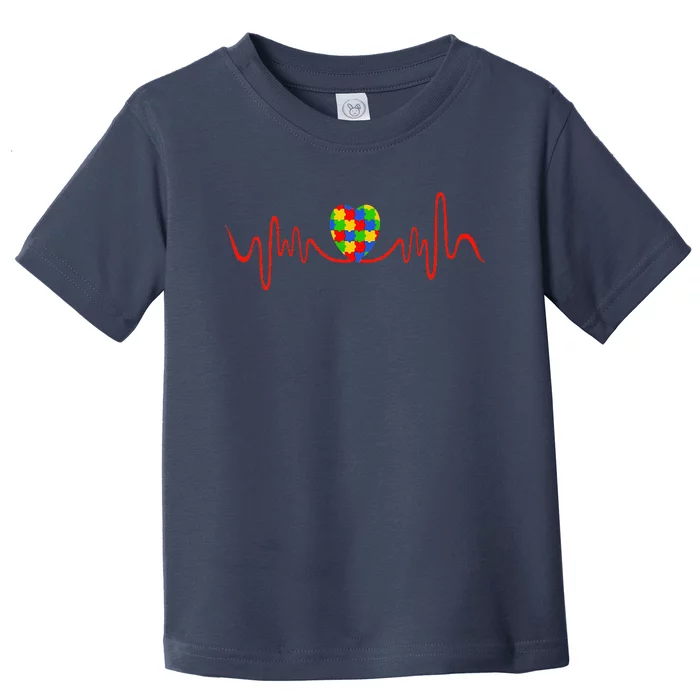 Autism Puzzle Heartbeat Autism Awarenesss Gift Toddler T-Shirt