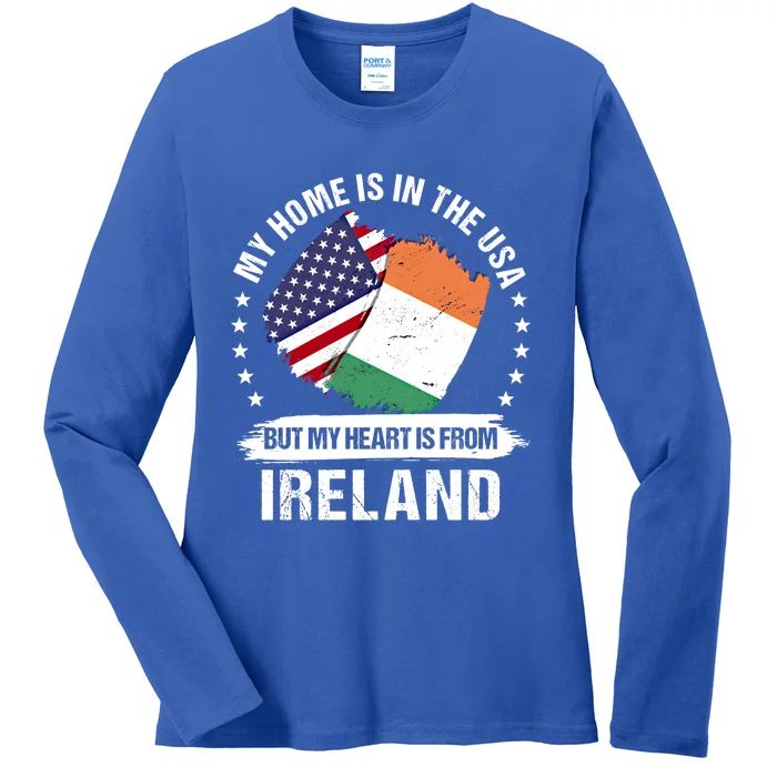 American Patriot Ireland Flag American Irish Roots Gift Ladies Long Sleeve Shirt