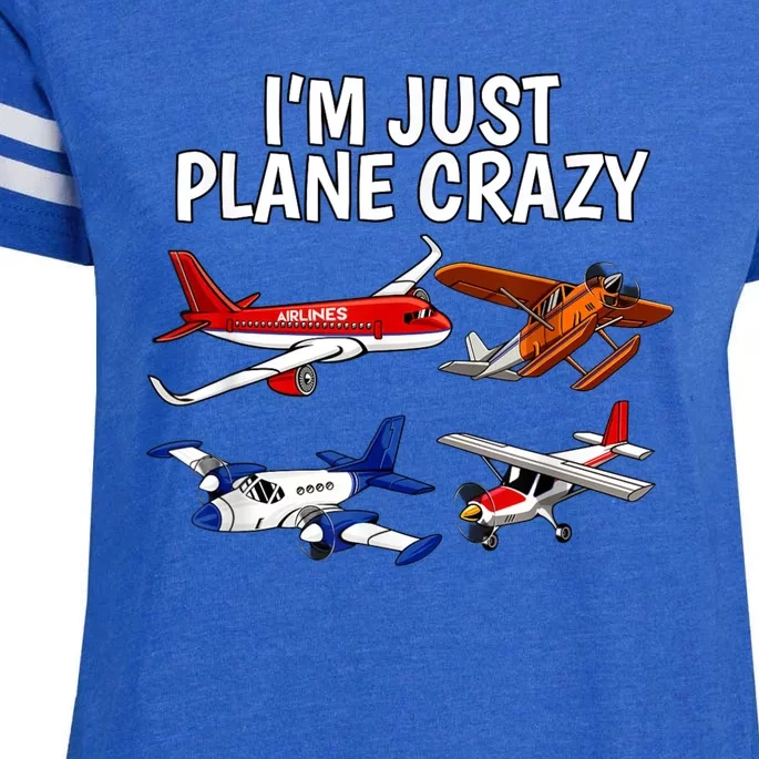 Aircraft Pilot Im Just Plane Crazy Enza Ladies Jersey Football T-Shirt