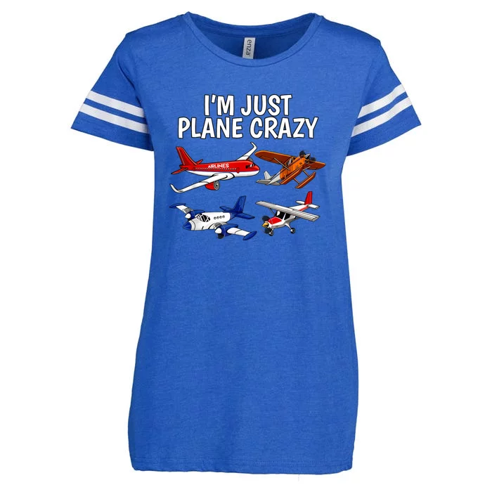 Aircraft Pilot Im Just Plane Crazy Enza Ladies Jersey Football T-Shirt