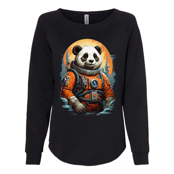 Astronaut Panda In Space Cute Womens California Wash Sweatshirt