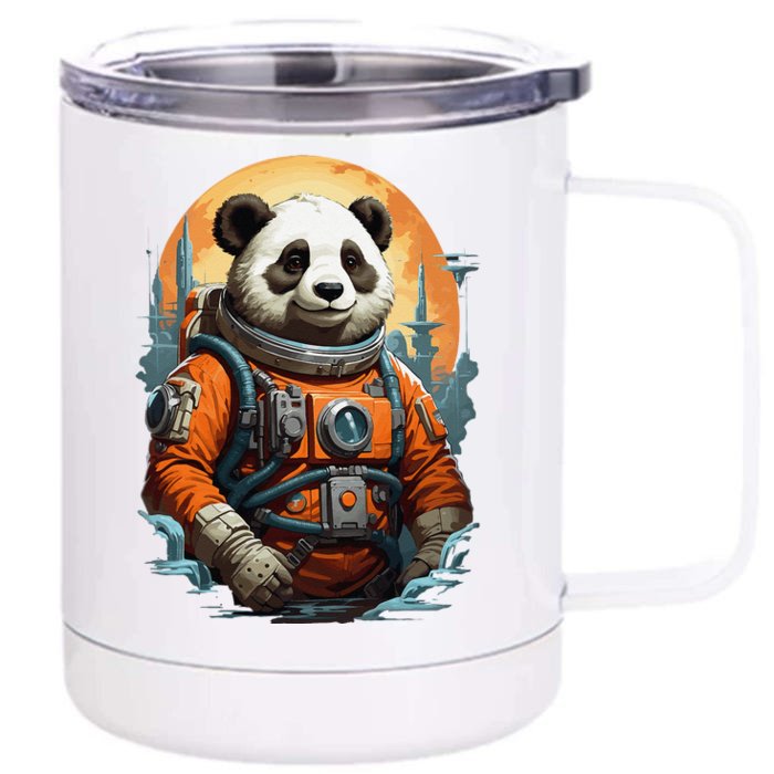 Astronaut Panda In Space Cute Front & Back 12oz Stainless Steel Tumbler Cup