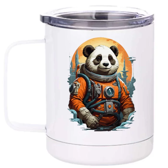 Astronaut Panda In Space Cute Front & Back 12oz Stainless Steel Tumbler Cup