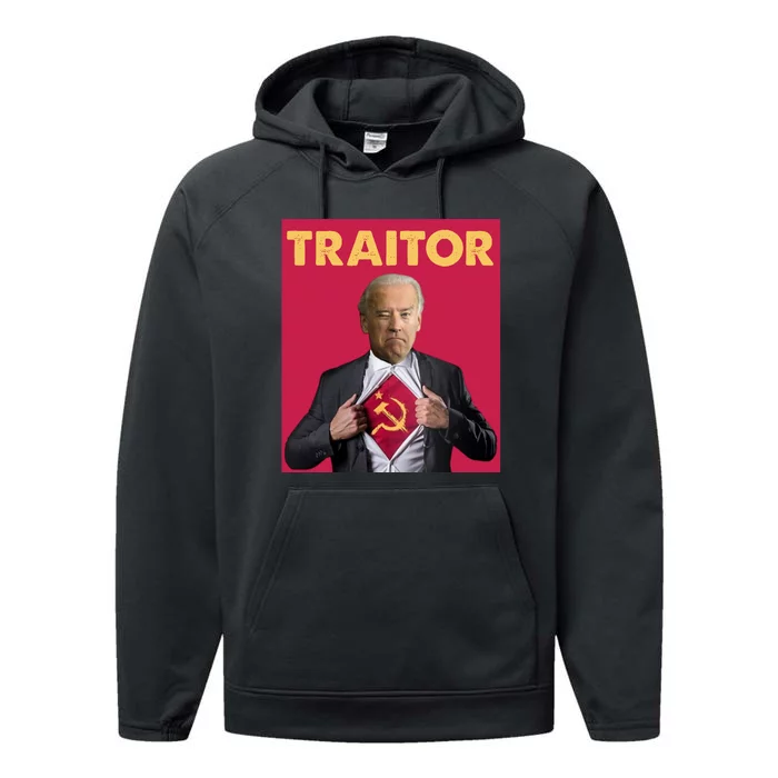 Anti President Joe Biden Biden Is A Communist Traitor Joe Biden Not My Communist Performance Fleece Hoodie