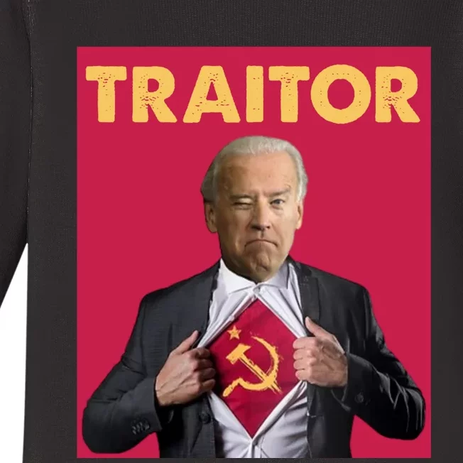 Anti President Joe Biden Biden Is A Communist Traitor Joe Biden Not My Communist Baby Long Sleeve Bodysuit