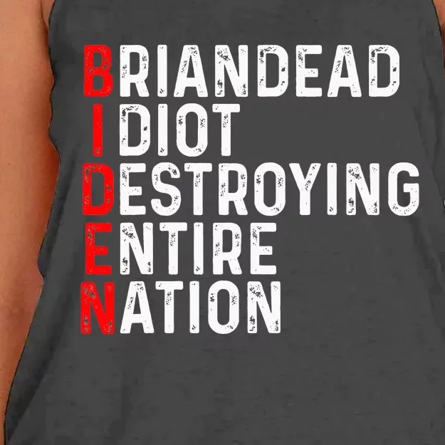 anti president joe biden idiot democratic republican Women's Knotted Racerback Tank