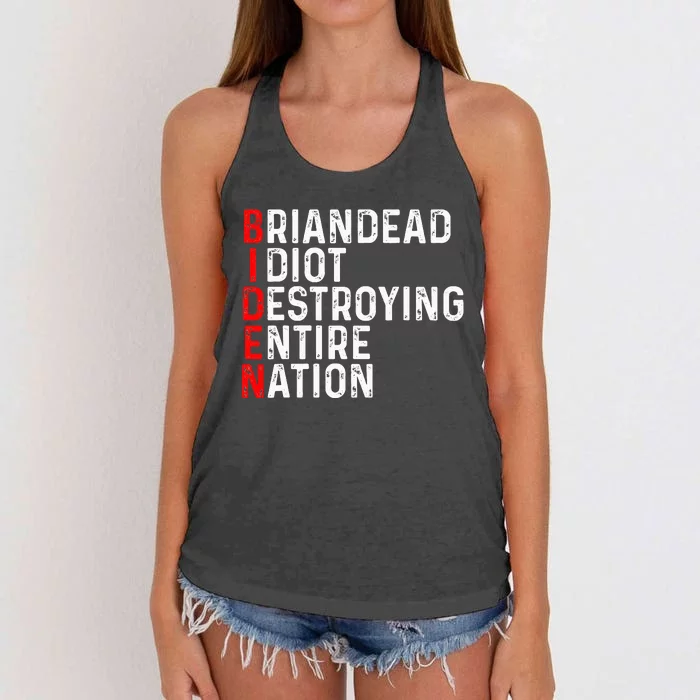 anti president joe biden idiot democratic republican Women's Knotted Racerback Tank