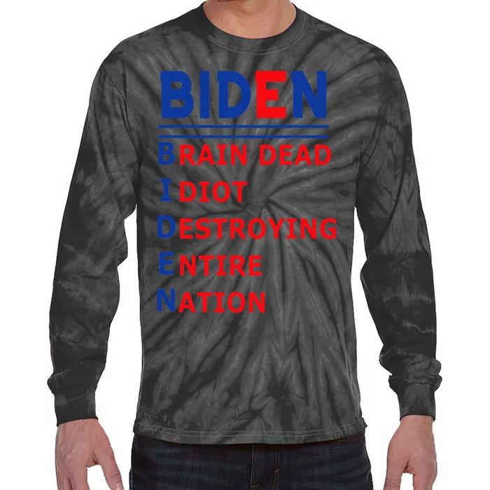 Anti President Joe Biden Idiot Democratic Republican Tie-Dye Long Sleeve Shirt