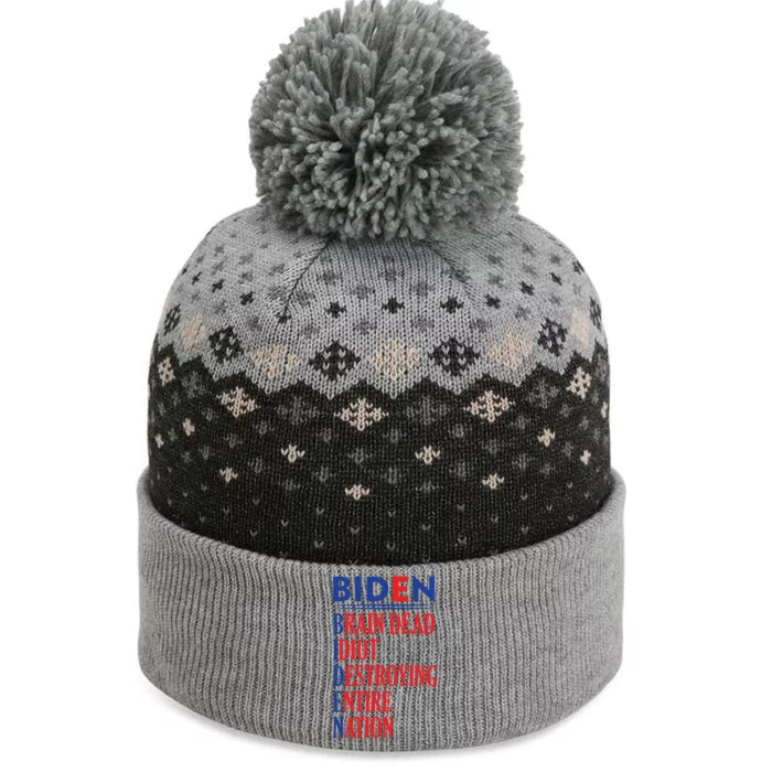 Anti President Joe Biden Idiot Funny Democratic Republican T The Baniff Cuffed Pom Beanie