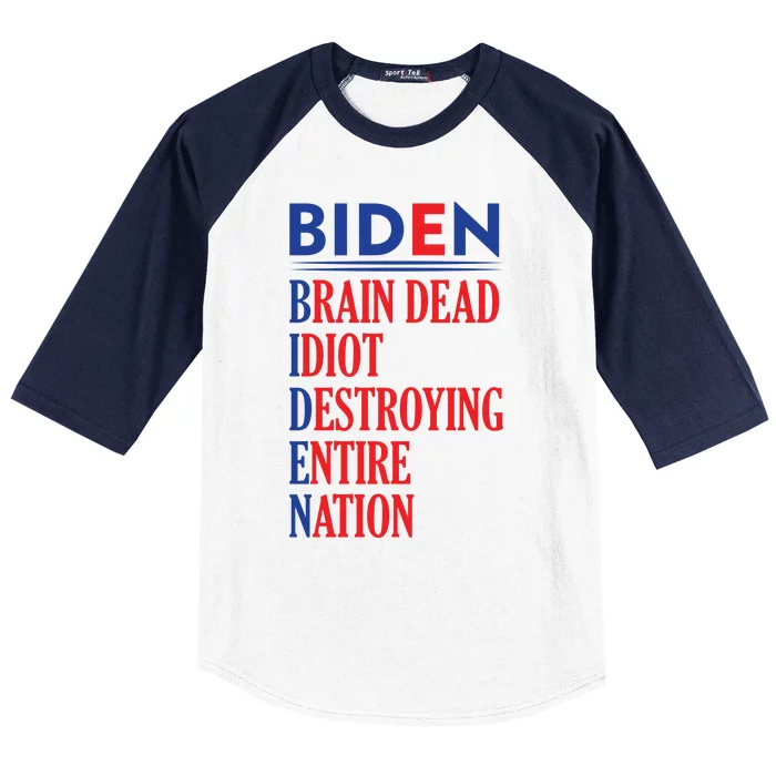 Anti President Joe Biden Idiot Funny Democratic Republican T Baseball Sleeve Shirt