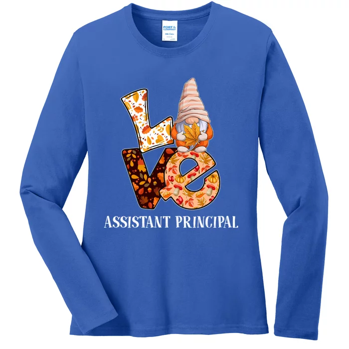 Assistant Principal Love Autumn Fall Gnome For Teachers Great Gift Ladies Long Sleeve Shirt