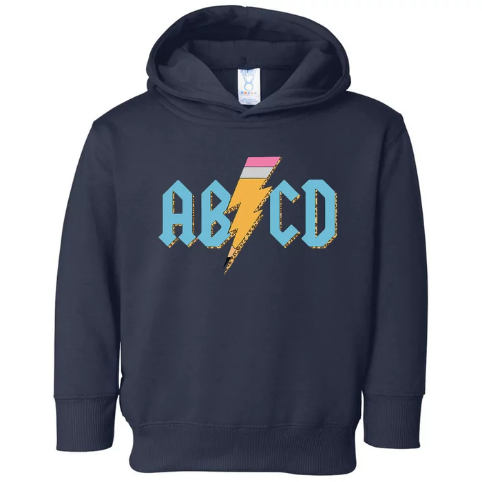 ABCD Pencil Lightning Rockn Roll Teacher Back To School Toddler Hoodie