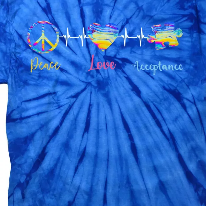 Autism Peace Love Acceptance Asd Awareness Month Tee Gift Tie-Dye T-Shirt