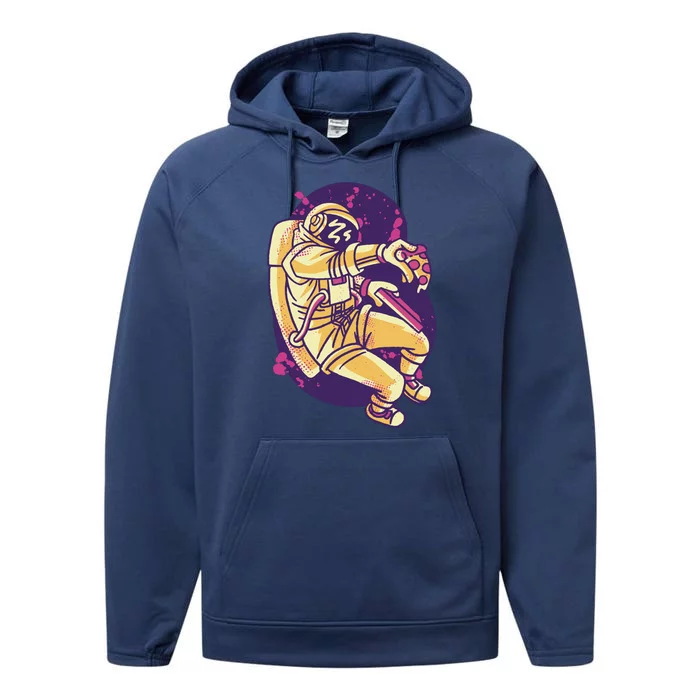 Astronaut Pizza Lover Performance Fleece Hoodie