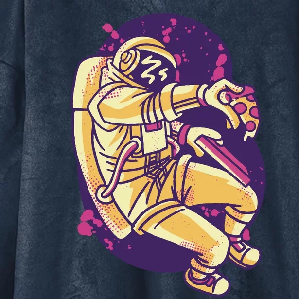 Astronaut Pizza Lover Hooded Wearable Blanket