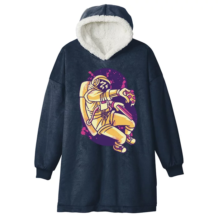 Astronaut Pizza Lover Hooded Wearable Blanket