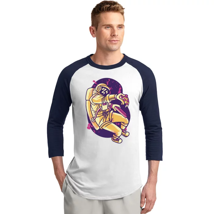 Astronaut Pizza Lover Baseball Sleeve Shirt