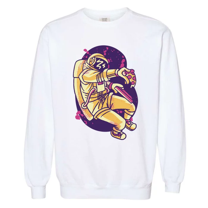 Astronaut Pizza Lover Garment-Dyed Sweatshirt