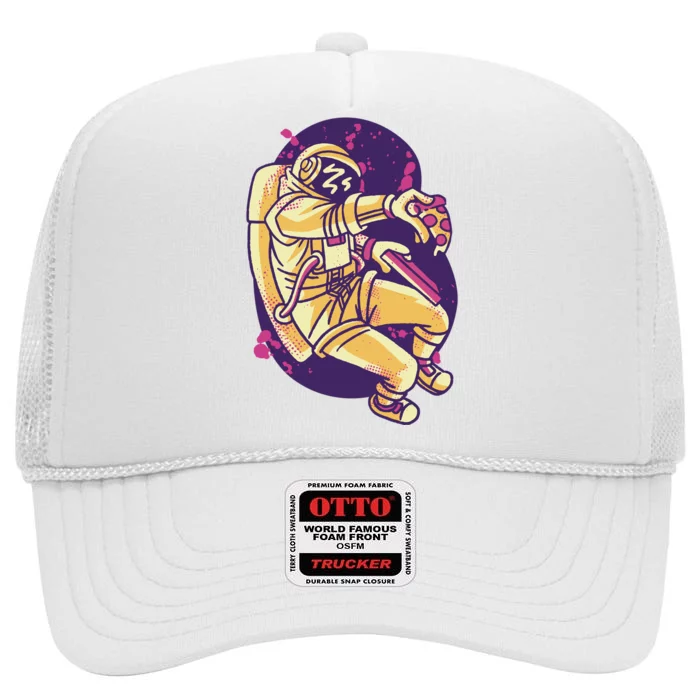 Astronaut Pizza Lover High Crown Mesh Trucker Hat