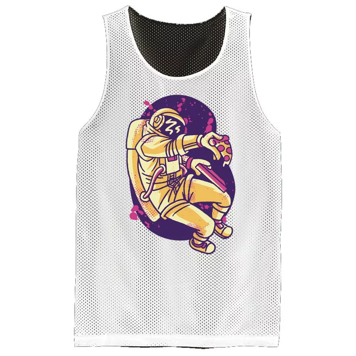 Astronaut Pizza Lover Mesh Reversible Basketball Jersey Tank