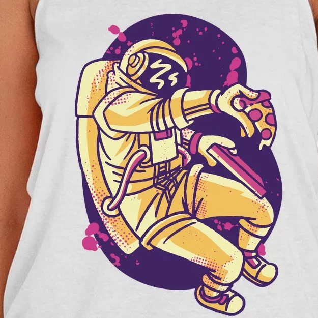 Astronaut Pizza Lover Women's Knotted Racerback Tank