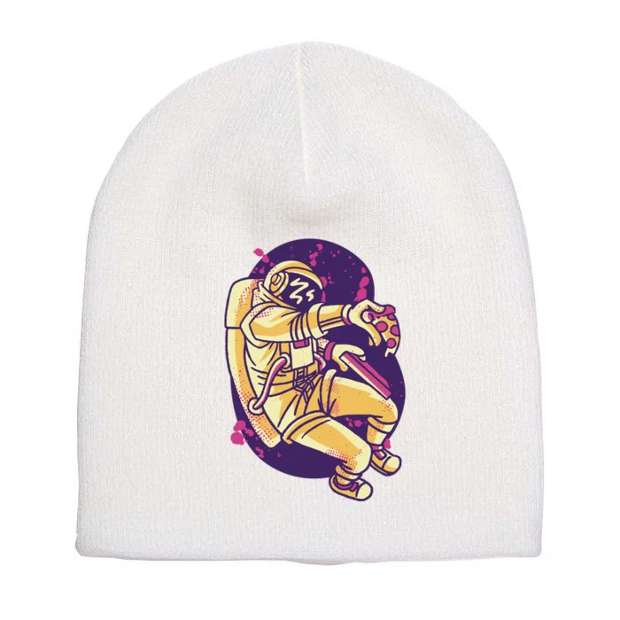 Astronaut Pizza Lover Short Acrylic Beanie