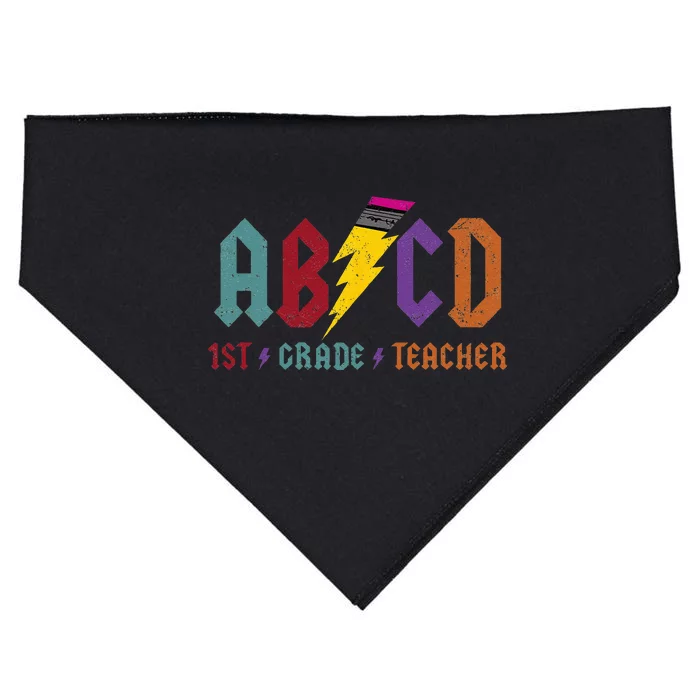 ABCD Pencil Lightning Rockn Roll Tee 1st Grade Teacher USA-Made Doggie Bandana