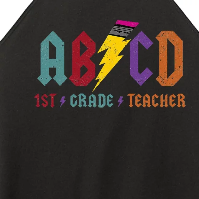 ABCD Pencil Lightning Rockn Roll Tee 1st Grade Teacher Women’s Perfect Tri Rocker Tank