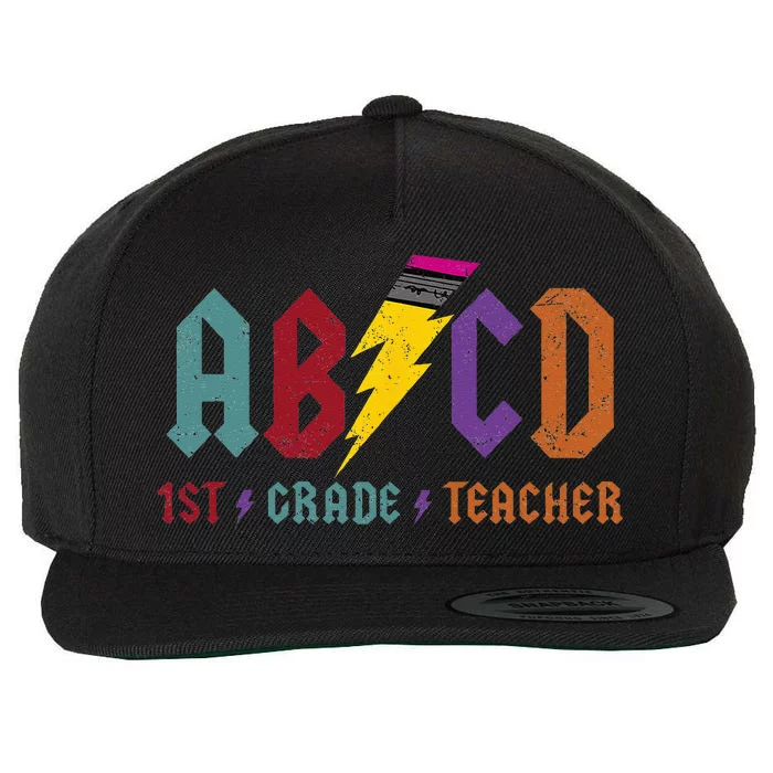 ABCD Pencil Lightning Rockn Roll Tee 1st Grade Teacher Wool Snapback Cap