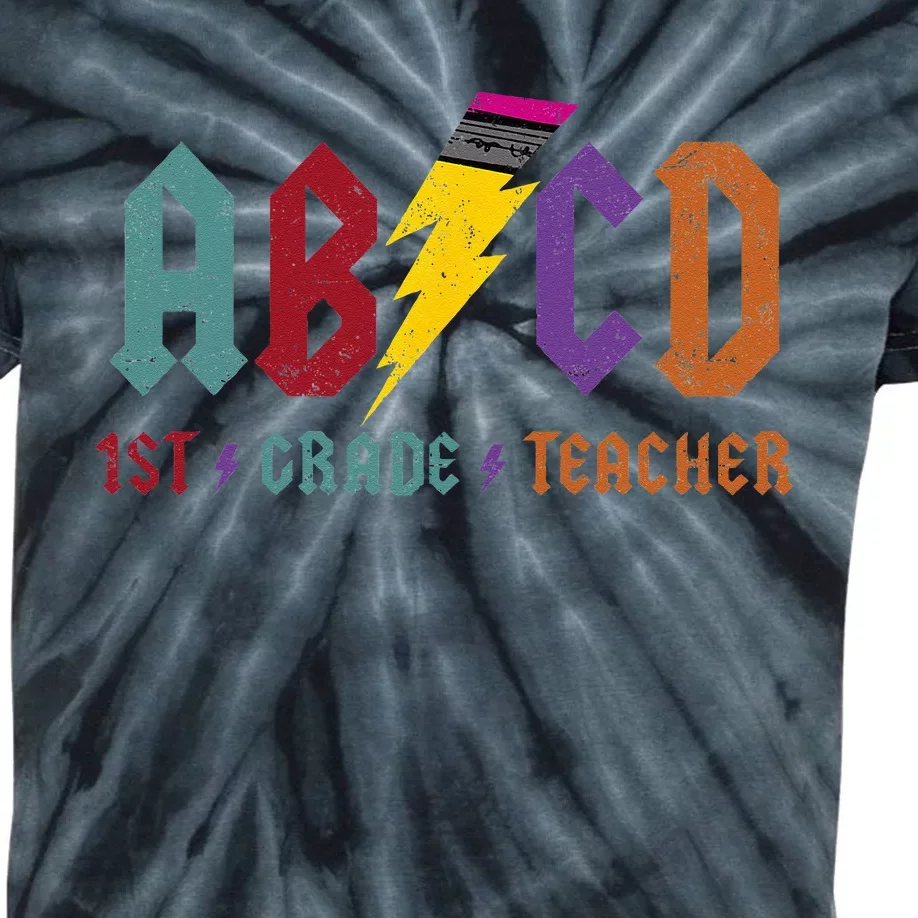 ABCD Pencil Lightning Rockn Roll Tee 1st Grade Teacher Kids Tie-Dye T-Shirt