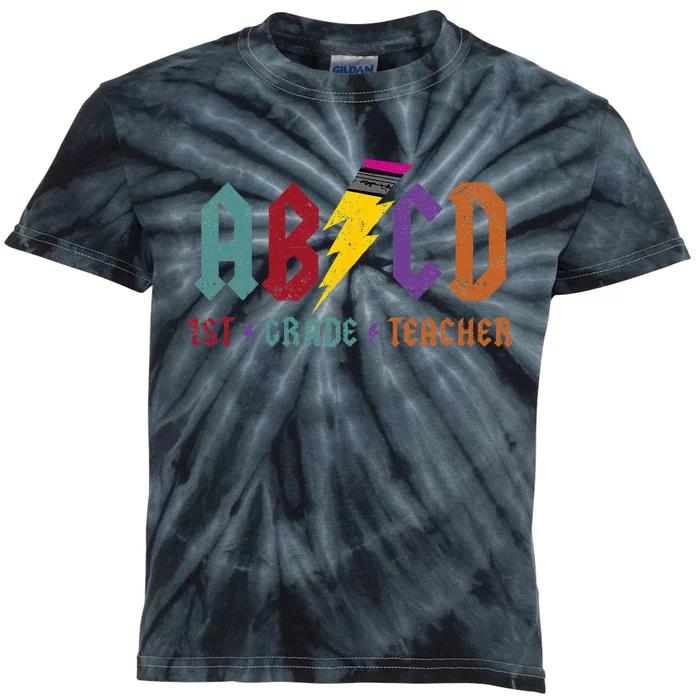 ABCD Pencil Lightning Rockn Roll Tee 1st Grade Teacher Kids Tie-Dye T-Shirt