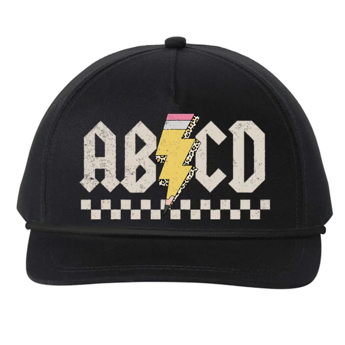 ABCD Pencil Lightning Bolt Back To School Teachers Snapback Five-Panel Rope Hat