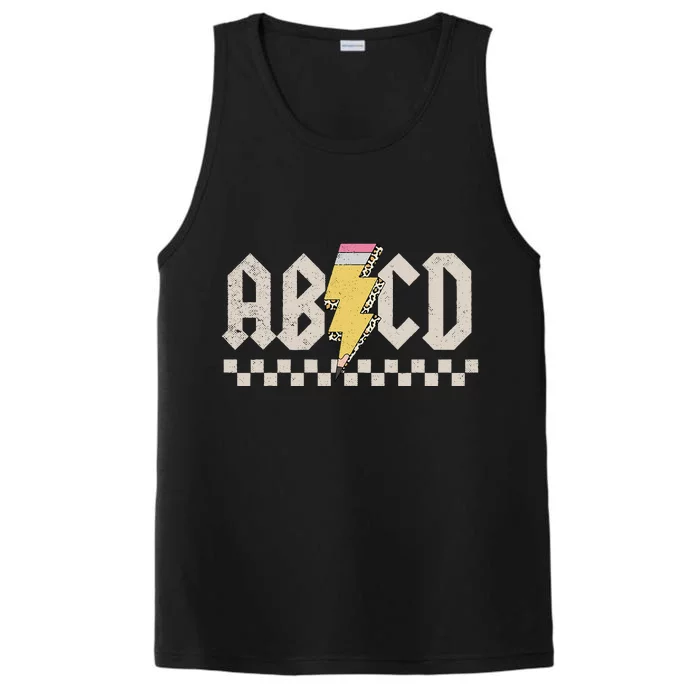 ABCD Pencil Lightning Bolt Back To School Teachers Performance Tank