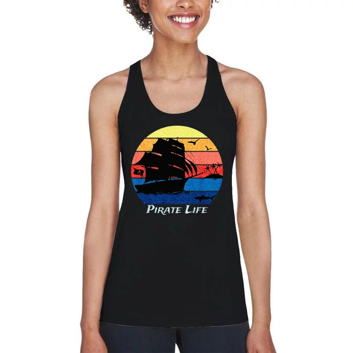 Arrgh Pirate Life Pirate Ship And Jolly Roger Flag Pirate Women's Racerback Tank