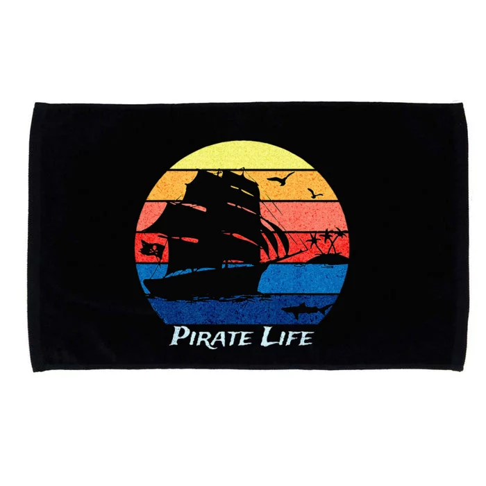 Arrgh Pirate Life Pirate Ship And Jolly Roger Flag Pirate Microfiber Hand Towel