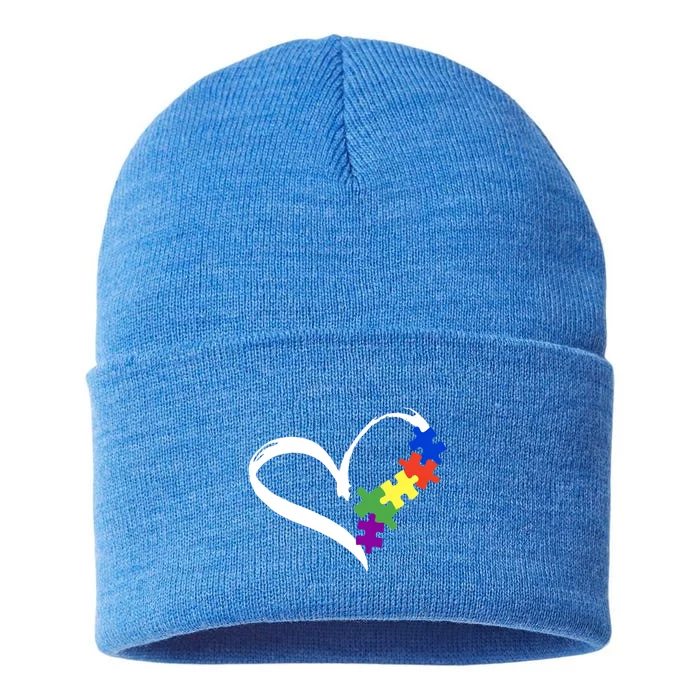 Autism Puzzle Love Autism Awareness Graphic Gift Sustainable Knit Beanie