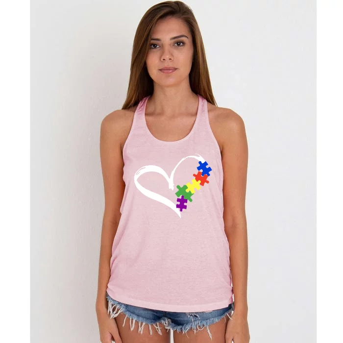 Autism Puzzle Love Autism Awareness Graphic Gift Women's Knotted Racerback Tank