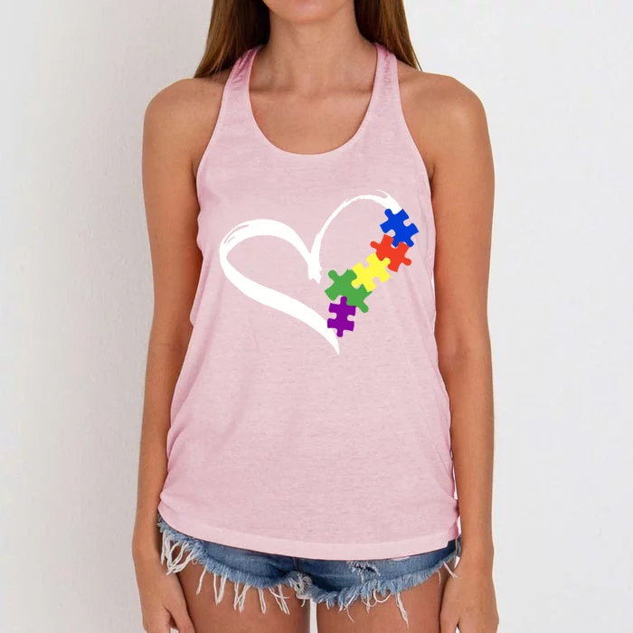 Autism Puzzle Love Autism Awareness Graphic Gift Women's Knotted Racerback Tank