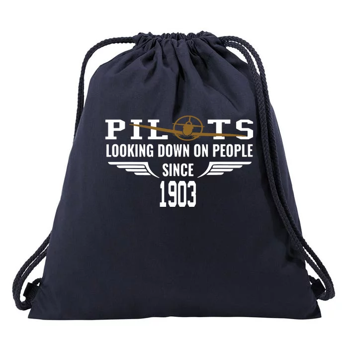 Airplane Pilot Looking Down On People Since 1903 Tee Drawstring Bag